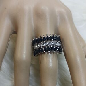 Paparazzi Black and Silver Statement Ring Strech